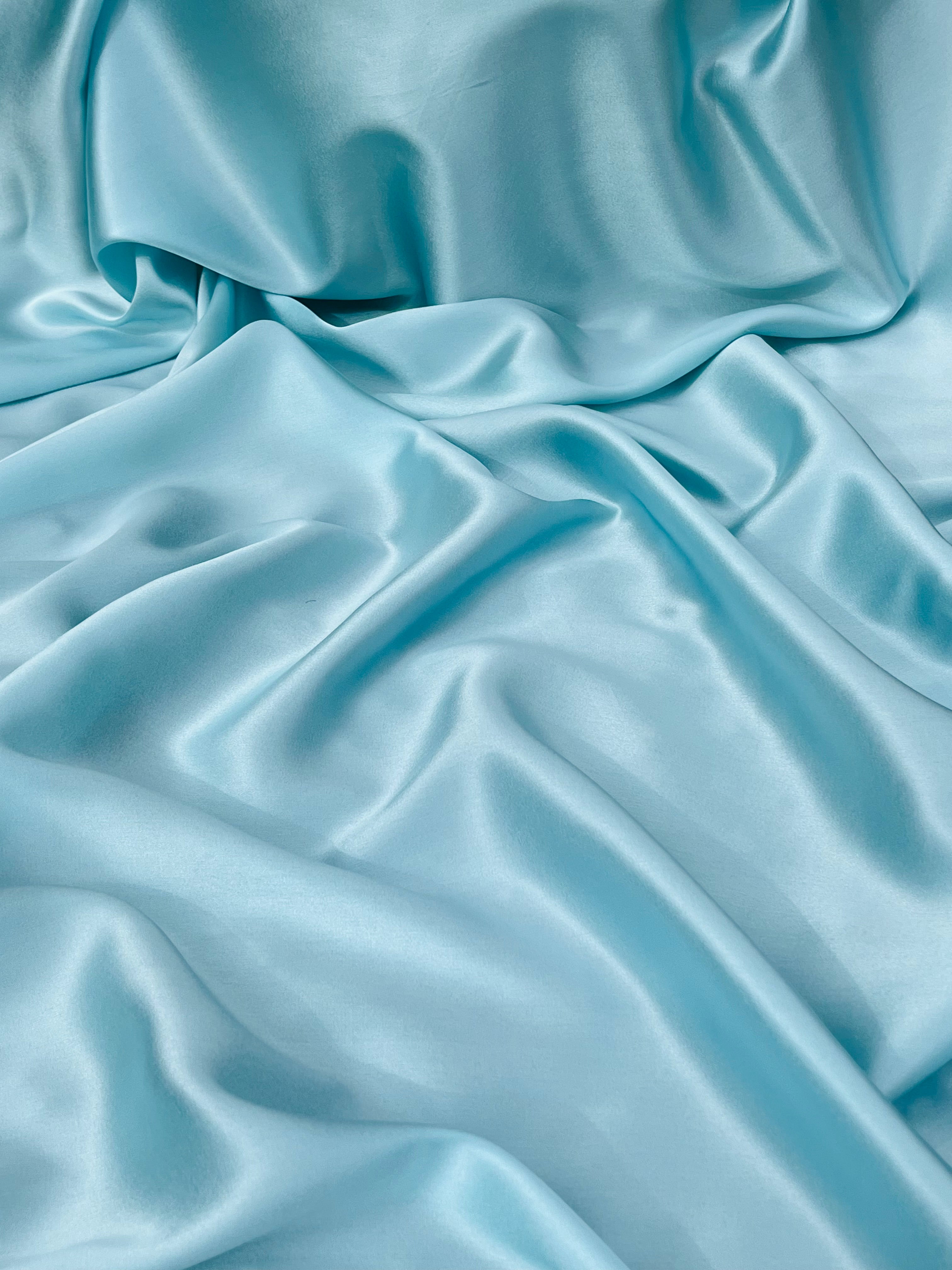 Soie pure satin bleu aqua, soie par cour, mousseline de soie, soie de mûrier, yardage de soie, soie lourde, tissu de soie de luxe. 16 mm/ 135 cm de largeur.