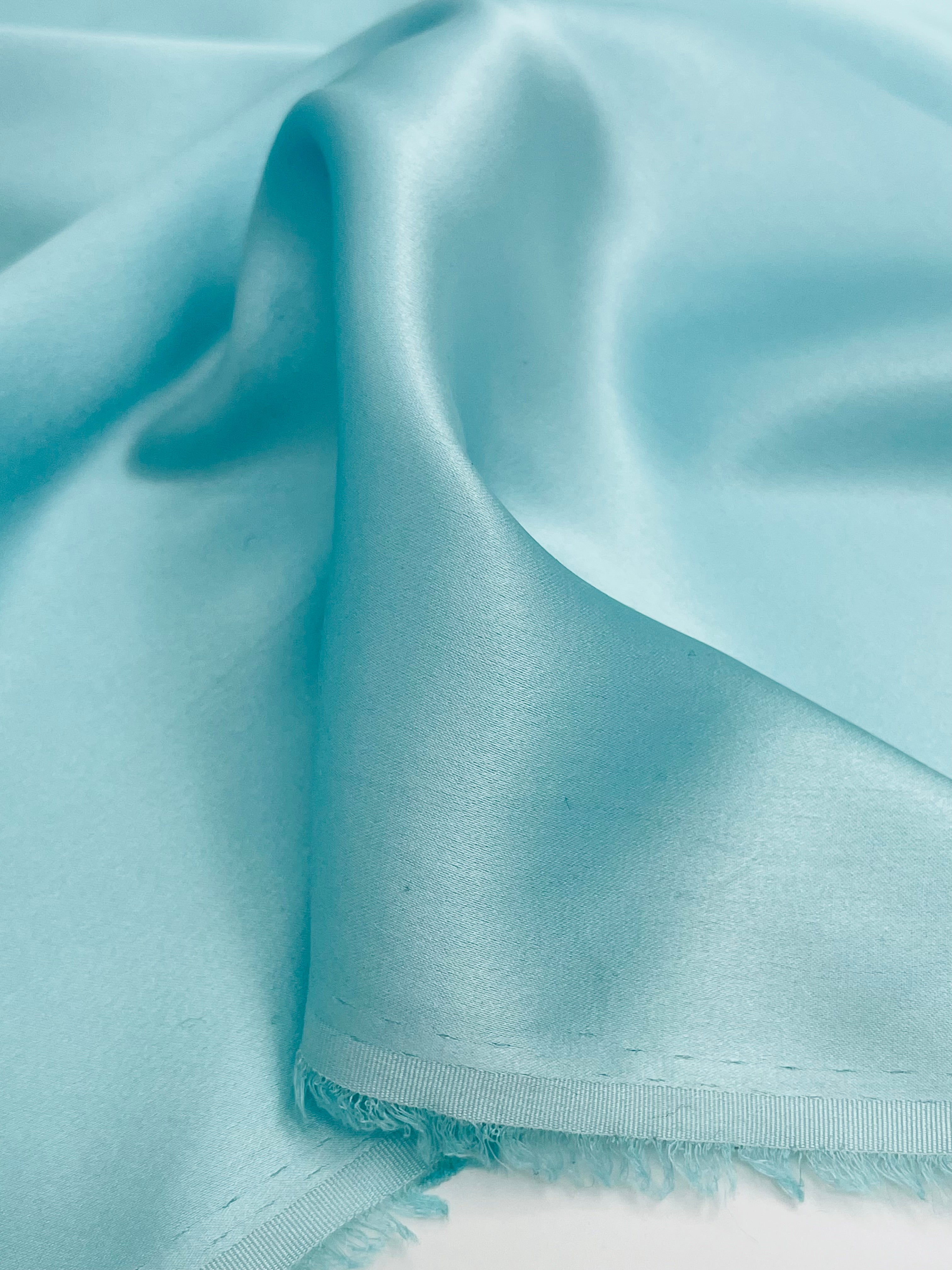 Soie pure satin bleu aqua, soie par cour, mousseline de soie, soie de mûrier, yardage de soie, soie lourde, tissu de soie de luxe. 16 mm/ 135 cm de largeur.