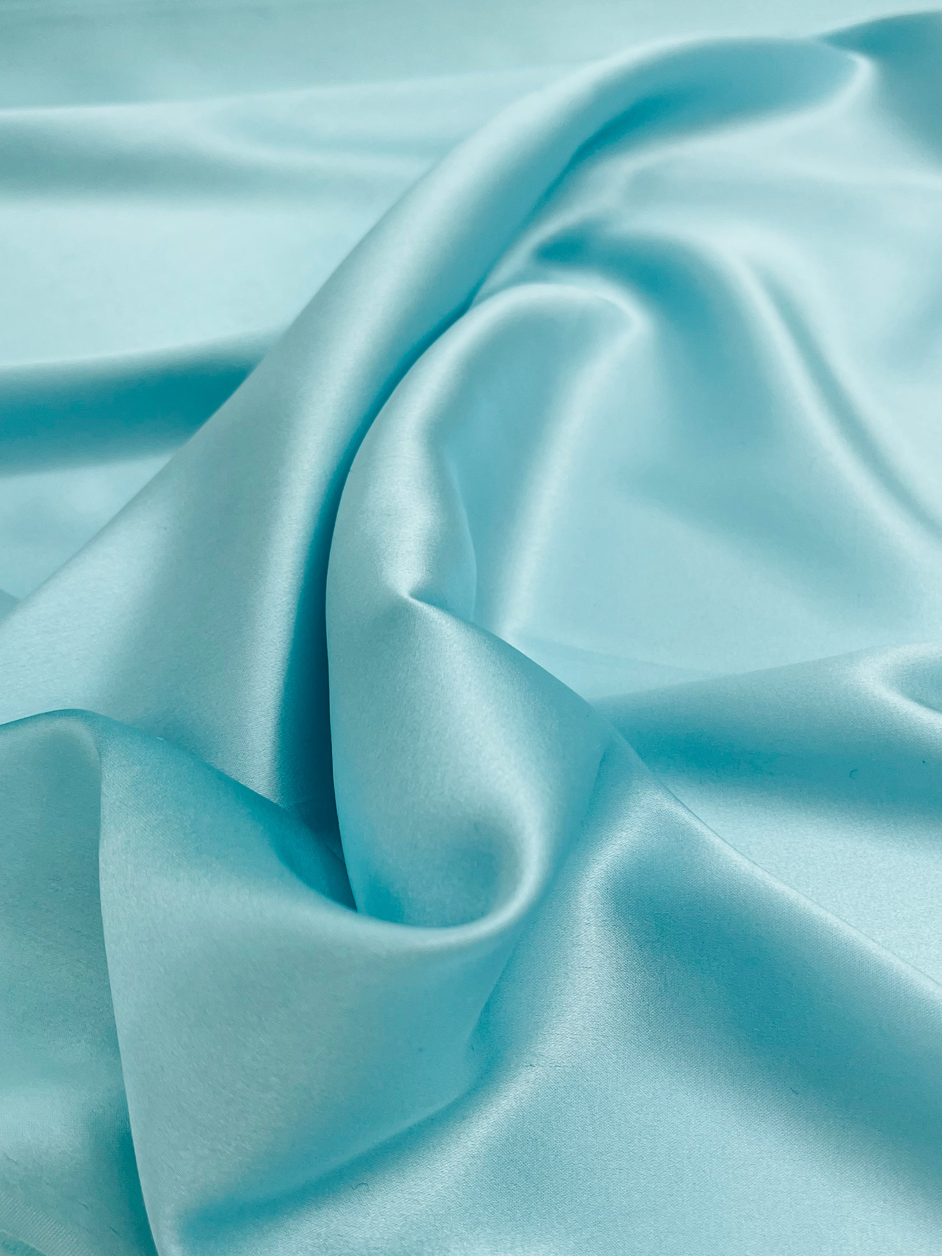 Soie pure satin bleu aqua, soie par cour, mousseline de soie, soie de mûrier, yardage de soie, soie lourde, tissu de soie de luxe. 16 mm/ 135 cm de largeur.