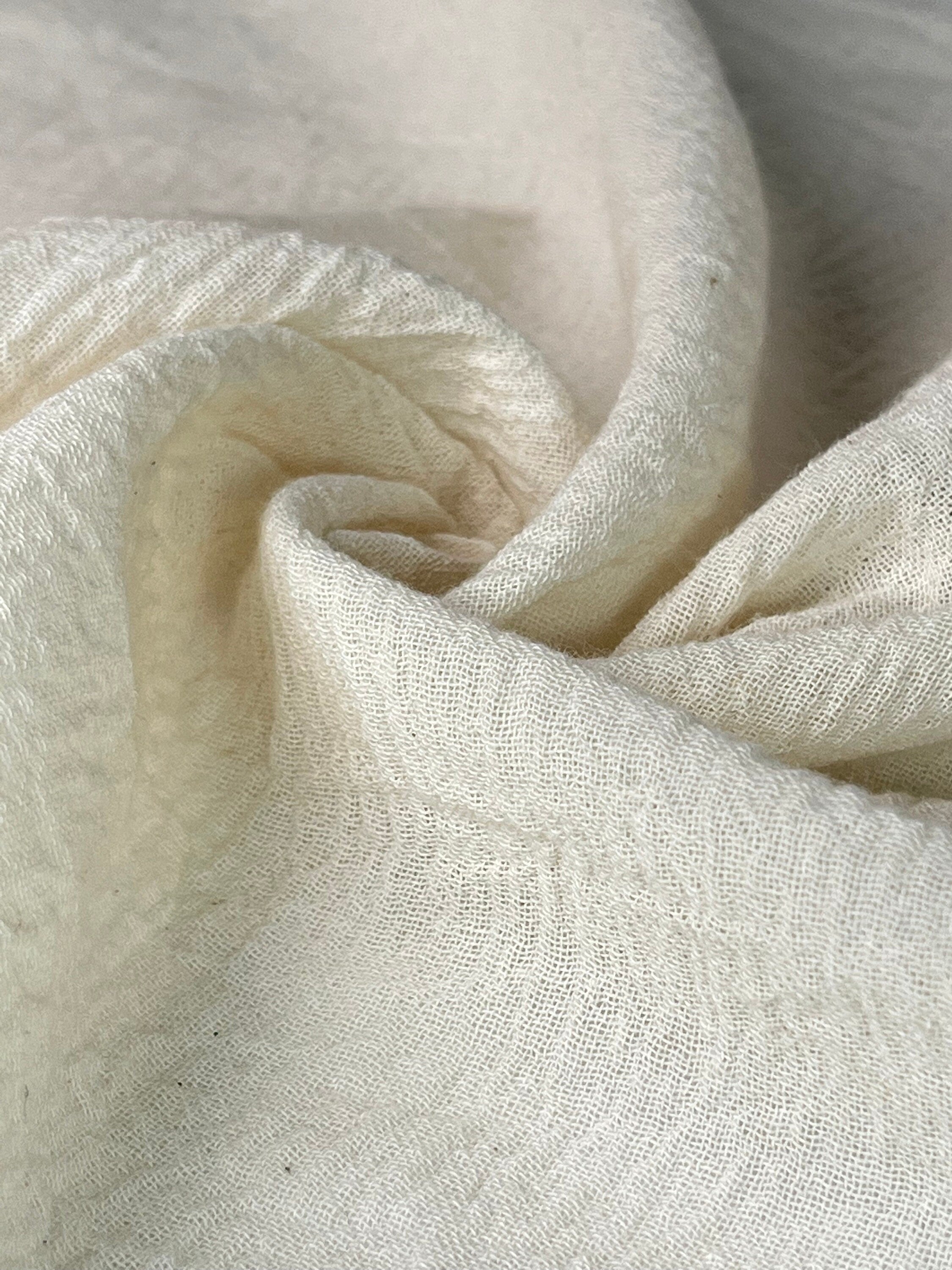 Ivory Unbleached Neutral Organic Cotton Fabric By The Meter, Crinkle Fabric, Wide Width.