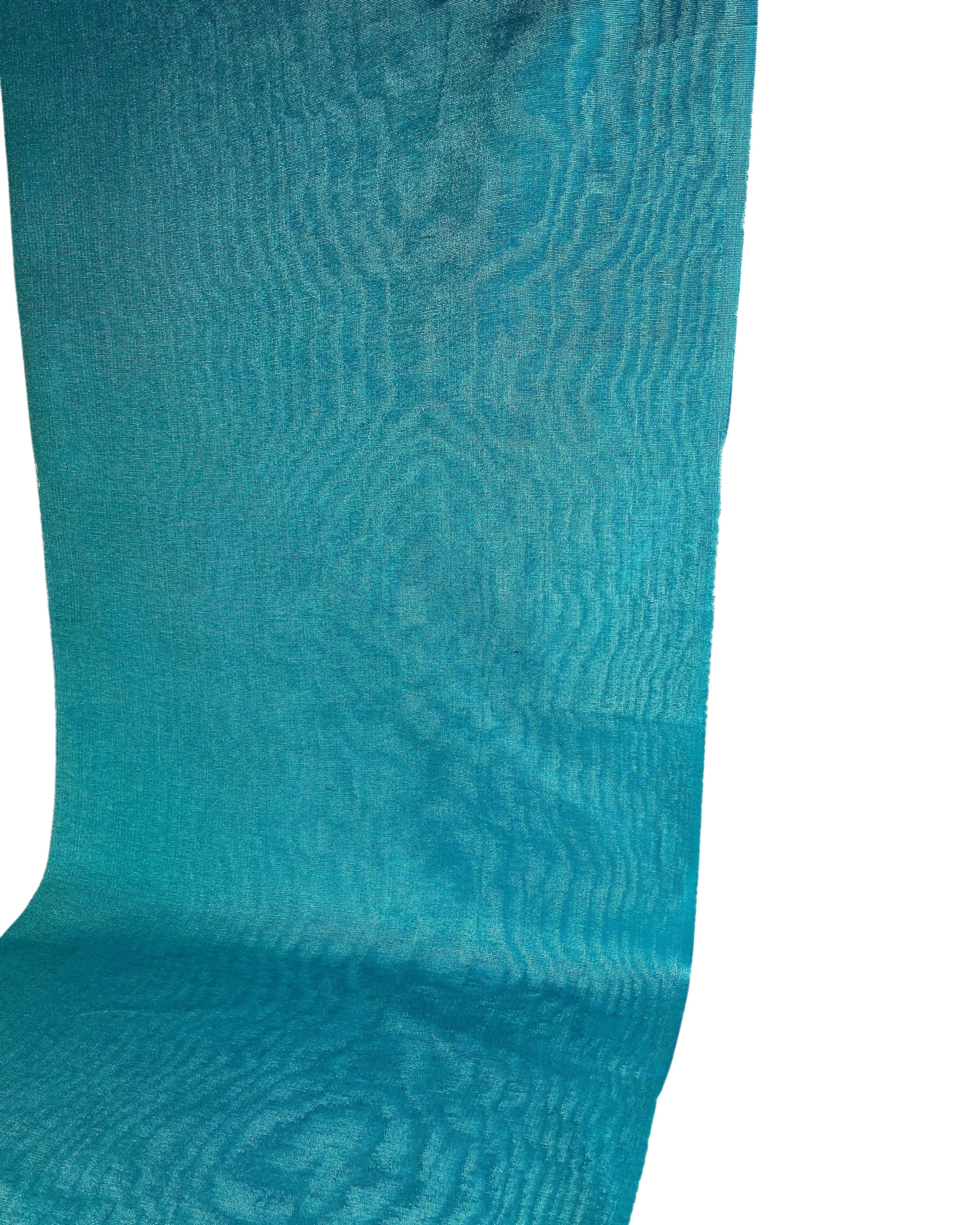 Turquoise Blue Silk Fabric, Silk By The Yard. Watermark Design, Shantung Silk, Wide Moiré Silk Fabric, Wide Thick Silk Ribbon, Silk Upholstery Fabric.