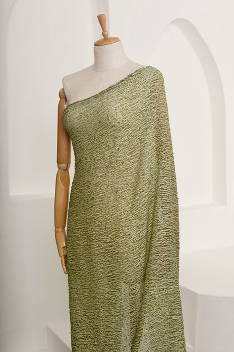 Green Linen Fabric By The Yard, Organic Cotton Fabric, Textured Handloom Natural Fabrics.