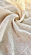 Neutral Stretchy Crinkle Cotton Fabric, Textured Surface,Off White Ivory Cotton Fabric, Light Weight.