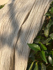 Neutral Stretchy Crinkle Linen Fabric, Textured Surface,Off Sand Beige Cotton Blend Fabric.