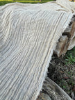 Neutral Stretchy Crinkle Linen Fabric, Textured Surface,Off Sand Beige Cotton Blend Fabric.