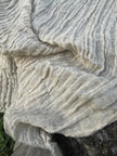 Neutral Stretchy Crinkle Linen Fabric, Textured Surface,Off Sand Beige Cotton Blend Fabric.