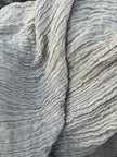 Neutral Stretchy Crinkle Linen Fabric, Textured Surface,Off Sand Beige Cotton Blend Fabric.