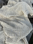 Neutral Stretchy Crinkle Linen Fabric, Textured Surface,Off Sand Beige Cotton Blend Fabric.