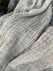 Neutral Stretchy Crinkle Linen Fabric, Textured Surface,Off Sand Beige Cotton Blend Fabric.