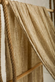 Neutral Stretchy Crinkle Linen Fabric, Textured Surface,Off Sand Beige Cotton Blend Fabric.