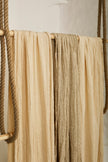 Neutral Stretchy Crinkle Linen Fabric, Textured Surface,Off Sand Beige Cotton Blend Fabric.