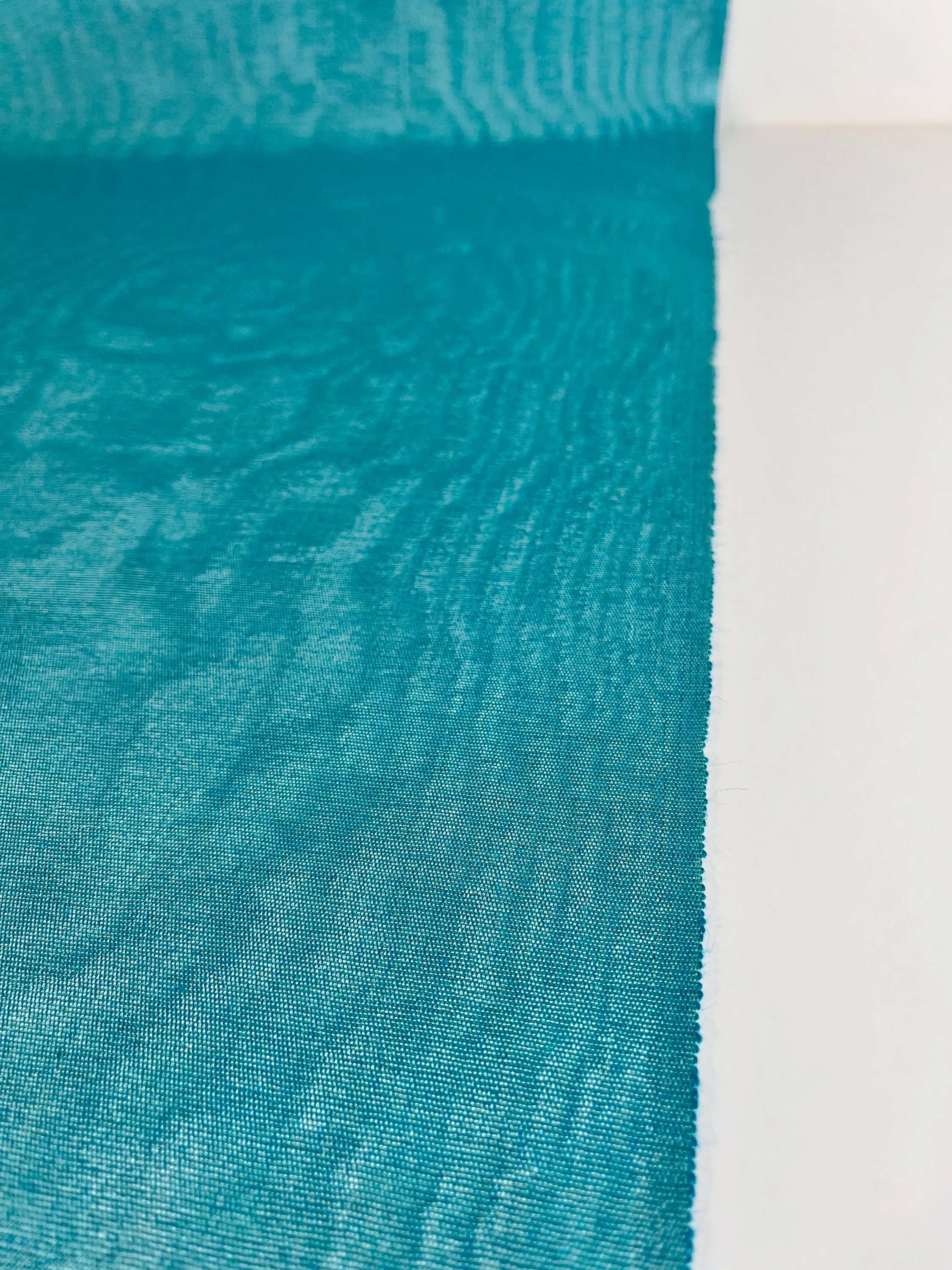 Turquoise Blue Silk Fabric, Silk By The Yard. Watermark Design, Shantung Silk, Wide Moiré Silk Fabric, Wide Thick Silk Ribbon, Silk Upholstery Fabric.