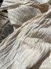 Wrinkled Softened Linen Cotton Fabric By The Yard/ Unbleached Surface With White Stripes.