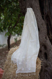 Tissu en lin écru blanc ivoire par cour, tissu en coton biologique, tissus naturels semi-transparents texturés à la main.